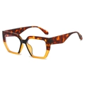Fashion polygon oversized sunglasses with tortoiseshell and amber contrast frames - Leopard Orange Frame Clear Lens