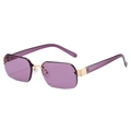 Modische randlose quadratische Sonnenbrille mit lila Gläsern und goldenem Metallrahmen - Goldrahmen Lila Gläser
