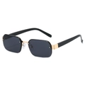 Retro randlose quadratische Sonnenbrille mit dunklen Gläsern und Goldmetallsteg - Goldrahmen Schwarzgrau