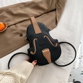Violin-shaped backpack in black and brown matte PU leather with unique musical details - Black