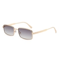 Retro rectangle sunglasses with gold metal frame and relief temple detail for men - Gold Frame Gradient Grey Lens