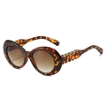 Gafas de sol ovales de carey con lentes degradadas en marrón y detalles metálicos dorados - Montura de Leopardo / Lentes Té