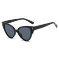 Occhiali da sole cat-eye neri con lenti grigie e dettagli in argento lucido - Montatura Nera Lenti Grigio Nero