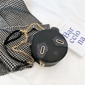 Borsa a tracolla rotonda panda con paillettes nere, catena dorata e cerniera - Nero