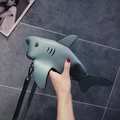 Mini shark-shaped crossbody bag in mint green matte PU leather with detachable strap - Grey Blue