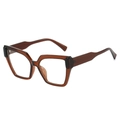 Vintage Oversize Polygon Sonnenbrille in Bernsteinbraun mit transparenten Gläsern - Tee Rahmen