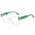 Moderne quadratische Sonnenbrille mit transparentem Rahmen und grünen Bügeln - Transparenter Rahmen