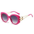 Gafas de sol de gran tamaño rosa brillante con lentes degradadas y patillas finas doradas - Montura Rojo Rosa Lentes Gris Degradado