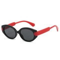 Occhiali da sole ovali cat-eye per bambini con montatura nera e stanghette rosse - Montatura Nera Lenti Grigio Nero