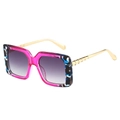 Chic oversized square sunglasses with marble frame and gold metal temples - Purple Gradient Frame Gray
