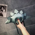 Mini bolso bandolera con forma de dinosaurio verde claro en cuero PU con cremallera - Gris Azulado