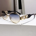 Punk polygon sunglasses with blue-yellow gradient lenses and hollow metal temples - Blue Yellow (BT154)