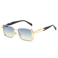 Retro square metal sunglasses with blue-yellow gradient lenses and gold frames - Gold Frame Gray Brown Lens