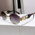 Chic polygon sunglasses with gold metal frame and purple gradient lenses on display - Green Grey (GS23)
