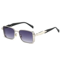 Retro square silver metal sunglasses with purple gradient lenses and stylish frame design - Silver Frame Gradient Grey Lens