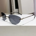 Occhiali da sole senza montatura con stanghette in metallo argento e lenti grigio scuro - Nichel Lucido Gamba Nera Grigio