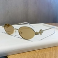 Occhiali da sole ovali classici con montatura in metallo dorato, lenti marroni e strass floreali - Oro Lucido Caffè Chiaro (B785)