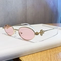 Occhiali da sole ovali rosa con montatura dorata e dettagli di strass brillanti - Oro Lucido Rosa Trasparente