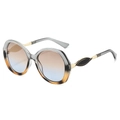 Modern oversized polygon sunglasses with gradient frame and brown lenses in 45-degree view - Gray Tea Frame Tea Blue Lens