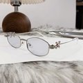 Occhiali da sole poligonali in argento con lenti grigio chiaro e strass rosa - Nichel Lucido Grigio Chiaro (S1209)