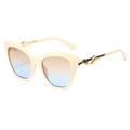 Lunettes de soleil œil de chat oversize tendance avec monture crème et verres dégradés - Monture Beige Verres Thé Bleu