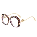 Stylish oval tortoiseshell sunglasses with purple marble frame and gold heart temple detail - Marbled Frame (Clear Lens)
