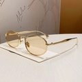 Retro oval sunglasses with gold metal frame and light brown lenses for outdoor fashion - Bright Golden Transparent Brown (B830)