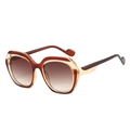 Lunettes de soleil polygonales modernes avec verres dégradés et monture bicolore - Monture Thé Verres Dégradé Thé