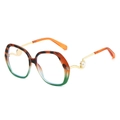 Fashionable oversized round sunglasses with gradient frame and pearl metal temples - Orange Green Frame