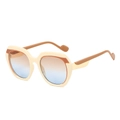Fashionable oversized polygonal sunglasses with cream frame and gradient lenses - Beige Frame Tea Blue Lens