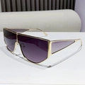 Fashionable oversized gold metal sunglasses featuring dark purple gradient lenses - Gradient Grey