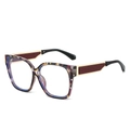 Fashion square oversized tortoiseshell sunglasses with gold and burgundy metal temples - Purple Floral Frame Clear Lens