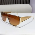 Chic oversized gold metal sunglasses with brown gradient lenses and geometric frame - Gradient Tea