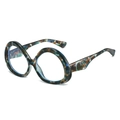 Vintage round tortoiseshell sunglasses with blue and green marble pattern for outdoor fashion - Green Frame
