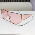 Oversized metal frame sunglasses with light pink lenses and sleek gold finish - Transparent Pink