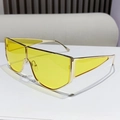Oversized geometric gold metal sunglasses with vintage yellow translucent lenses - Night Vision Yellow