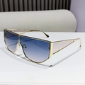 Oversized gold metal frame sunglasses with blue gradient lenses in a modern geometric style - Blue Yellow (BT148)