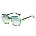 Polygonal sunglasses with translucent green frames and blue-yellow gradient lenses - Green Frame Blue Green Lens