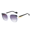 Fashionable polygon oversized sunglasses with black-white frame and purple gradient lenses - White Frame Gradient Grey Lens