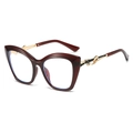 Lunettes de soleil œil-de-chat tendance avec monture bordeaux et branches dorées - Monture Vin Rouge (Verres Clairs)