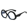 Unique geometric oversized black frame sunglasses with protective blue light blocking lenses - Black Frame