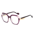 Polygonal oversized sunglasses in purple and transparent pink with gold metal temples - Purple Frame (Clear Lenses)