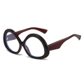 Unique wine red geometric oval sunglasses with blue light blocking lenses in 8-shape style - Tea Frame