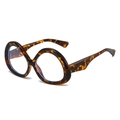 Oversized retro round sunglasses with brown tortoiseshell frame and anti-blue light lenses - Leopard Frame