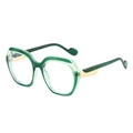 Polygonal oversized sunglasses with dual-tone green acetate frame and gold hinges - Green Frame (Clear Lenses)