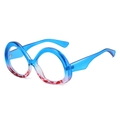 Futuristic triangle penguin egg sunglasses in transparent sapphire blue and red dots - Blue Frame
