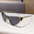Occhiali da sole cat-eye futuristici con montatura dorata e lenti grigio scuro - Oro Lucido Grigio