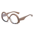 Fashionable milk tea color triangular penguin egg sunglasses with tortoiseshell accents - Khaki Frame