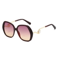Lunettes de soleil bordeaux rondes avec verres dégradés violets et branches perles - Monture Thé Rose Jaune
