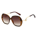 Lunettes de soleil rondes oversize en écailles avec verres dégradés et tiges perles - Monture Léopard Verres Dégradés Thé